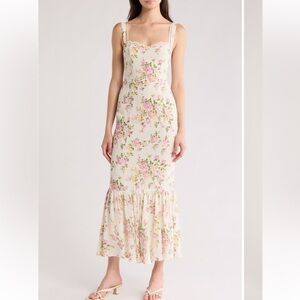 Reformation Irisa Floral Trumpet Midi Dress NWT